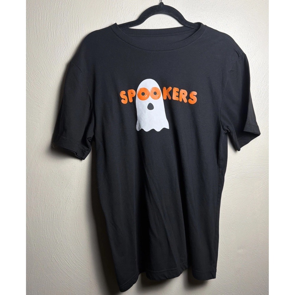George T-Shirt Spookers Ghost M Black Halloween Spooky Graphic Tee